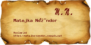 Matejka Nándor névjegykártya